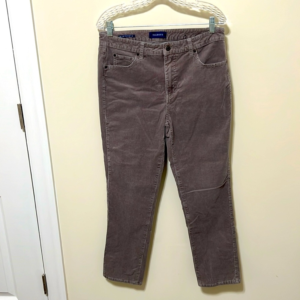 Talbots Women’s Corduroy High-Rise Straight-Leg Pants / Size 8 / Gray